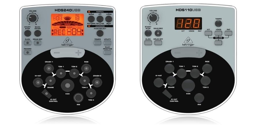 Módulos de control HDS240USB y HDS100USB del Instrumento de percusión Electrónico Behringer XD80USB 